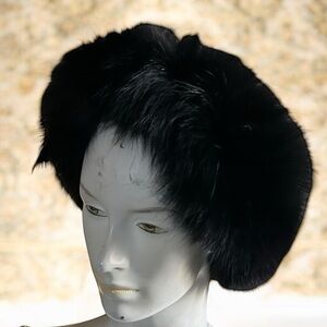 ❄️ 50% off winter Vintage black faux fur head scarf warmer hat
